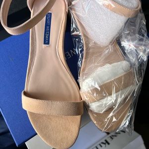 Stuart Weitzman Nude Tan Suede Ankle-Strap Heels